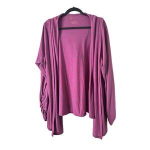 Balance Collection Womens Size xXL Purple Open Front Long Sleeves Ruched Sides